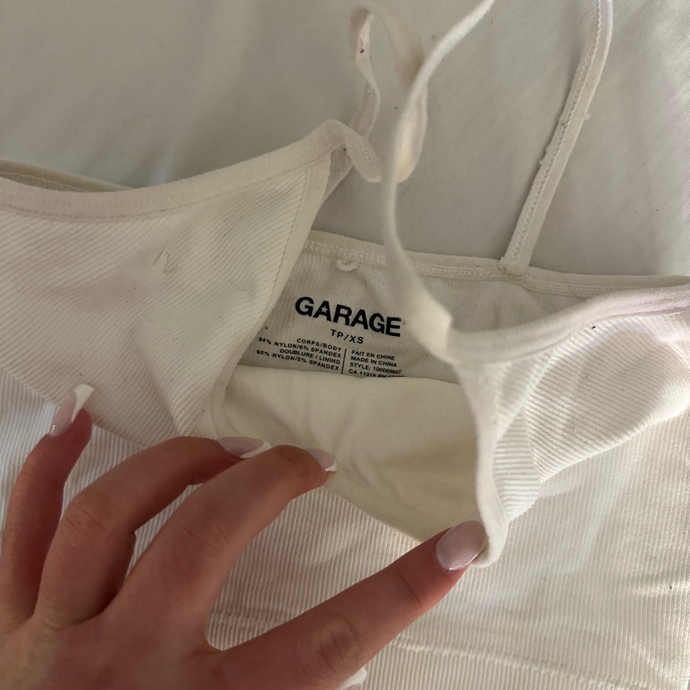 Garage White Ribbed Crop Top - Picture 2 of 2